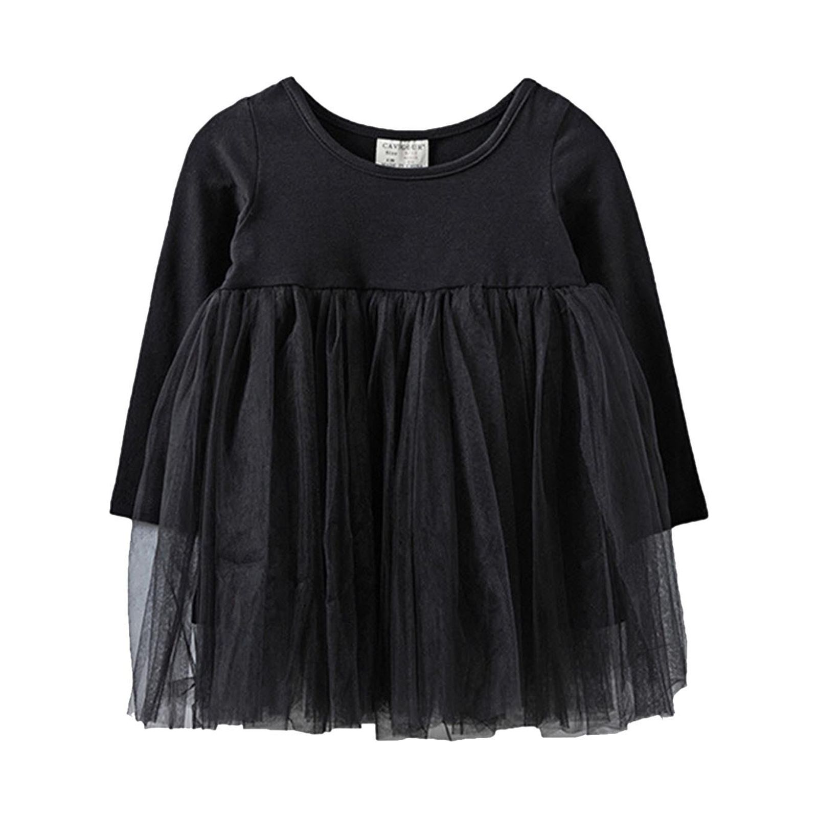 JSCDRPDWL Baby Girl Clothes Toddler Girls Cotton Spring Autumn Netting Dress Casual A Line Dresses Girls Clothes Girls Dresses Size 10-12 Black 2-3 Years